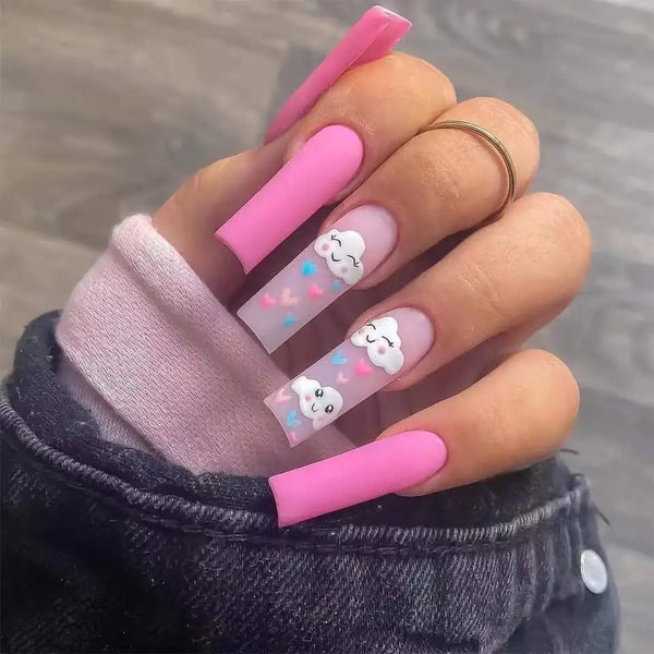 Pink Clouds Press On Nails