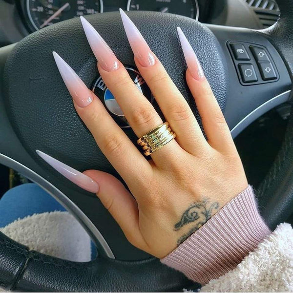 White Ombre Press On Nails